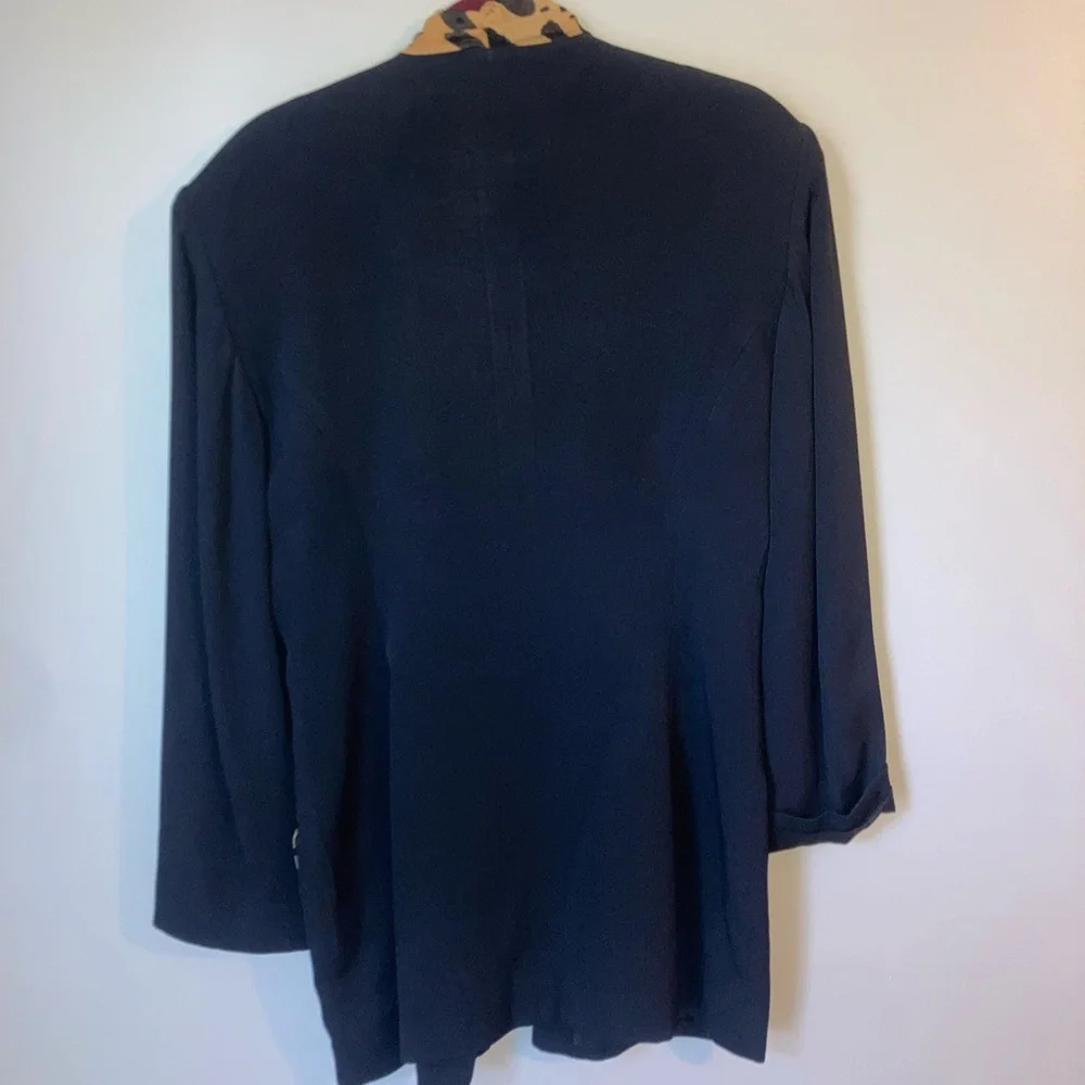 Dina Bar-el Vintage Black Blazer With Animal Print Detailing - Picture 2 of 5